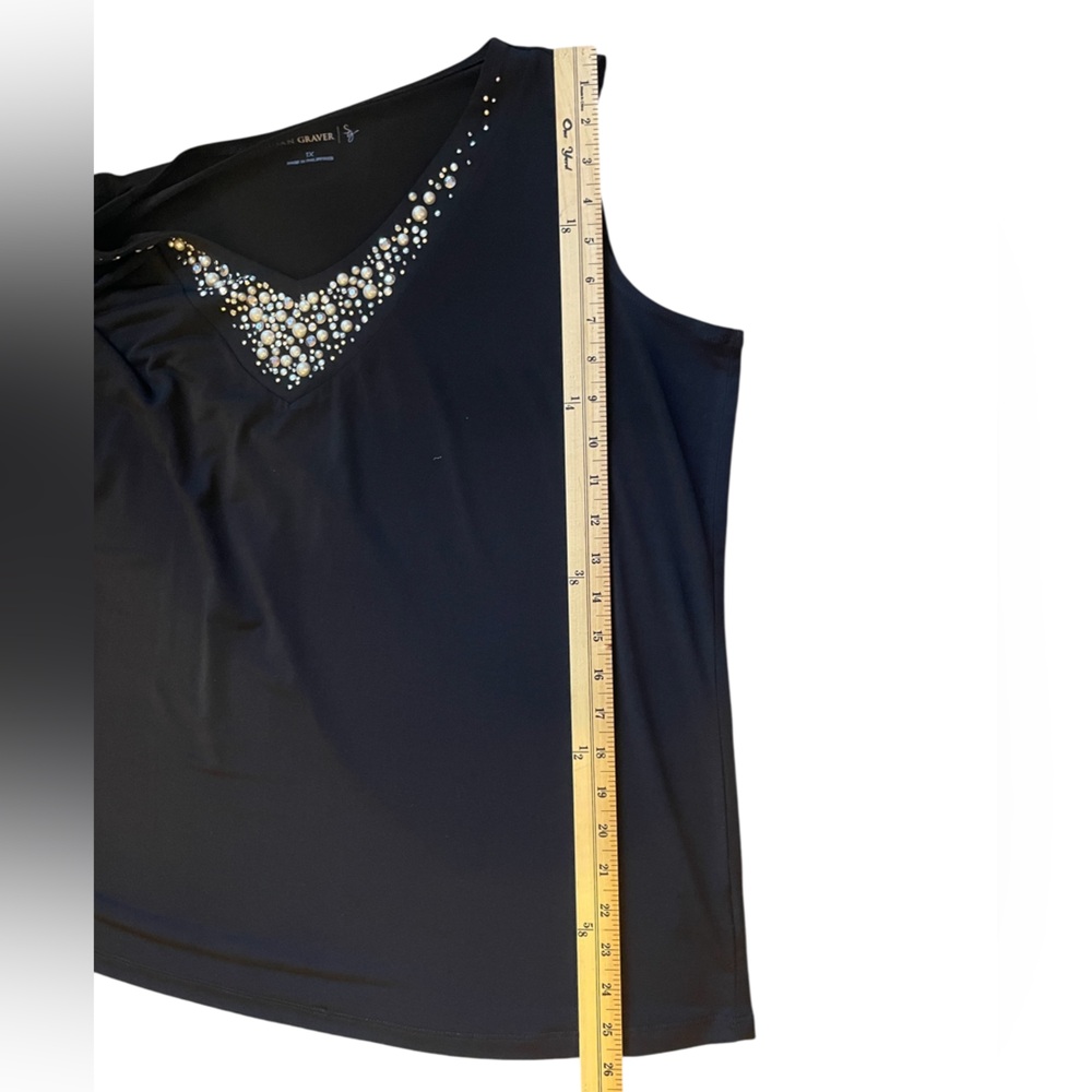 SUSAN GRAVER Black 2-Piece Twinset Jacket and Pearl Adorned Tank Blouse Top - 1X - Picture 10 of 16